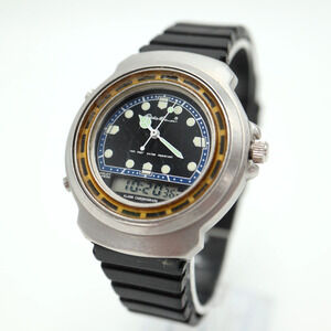 Vintage Eddie Bauer Ana Digi Watch 38mm Alarm Chrono Black Resin Strap Working